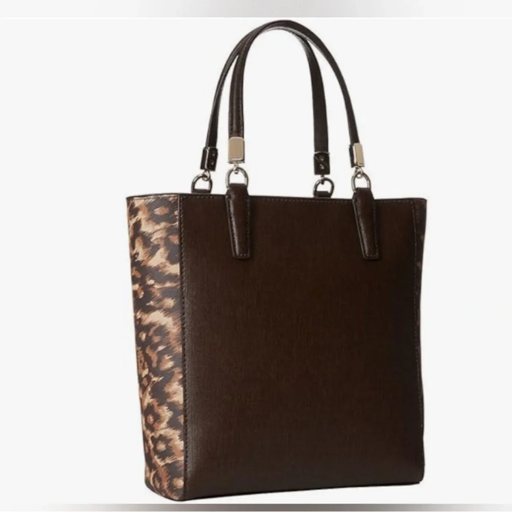 Coach Madison Mini North/South Leopard/Brown Saffiano Leather satchel DB & COA